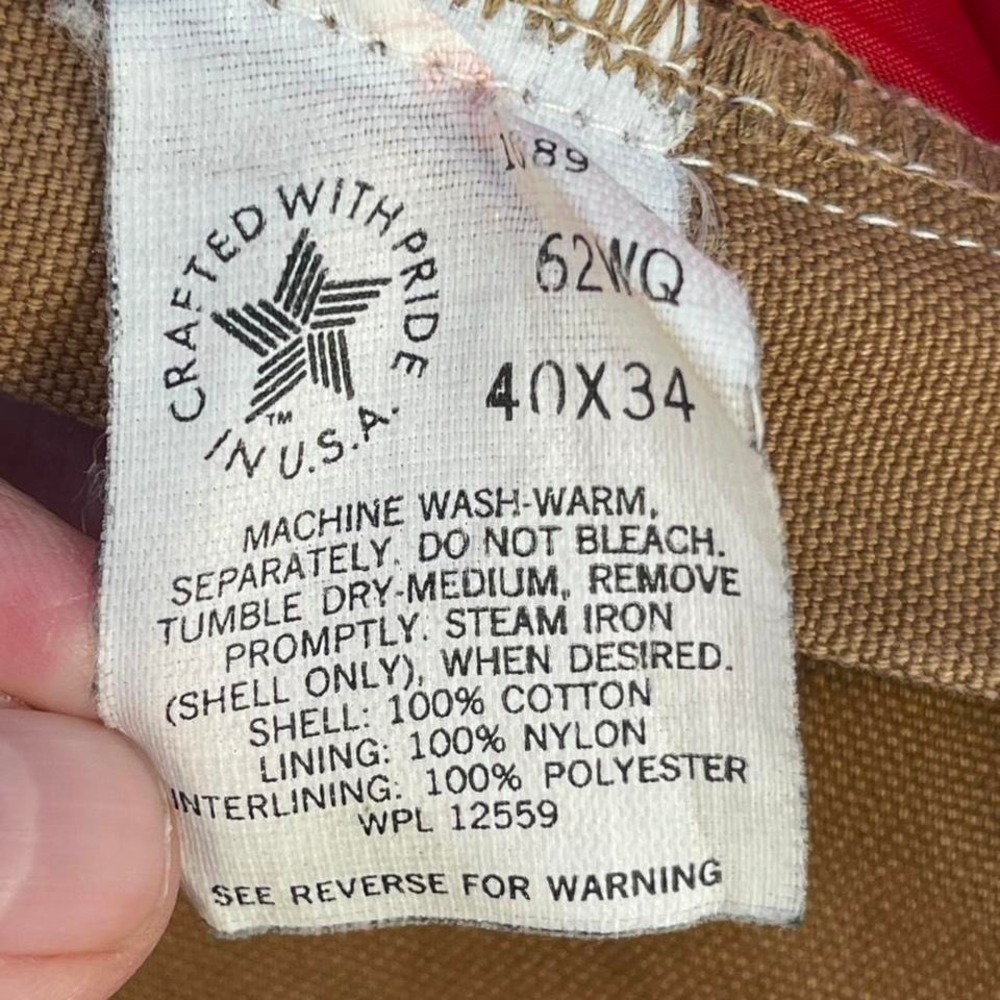 Tan Carhartt 40x34 VTG fully quilt lined work trousers - Picture 7 of 8